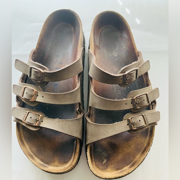 Birkenstock Shoes - Birkenstock FLORIDA Brown Birko Flor Slides SOFT FOOTBED Leather Sandals 38(8.5)